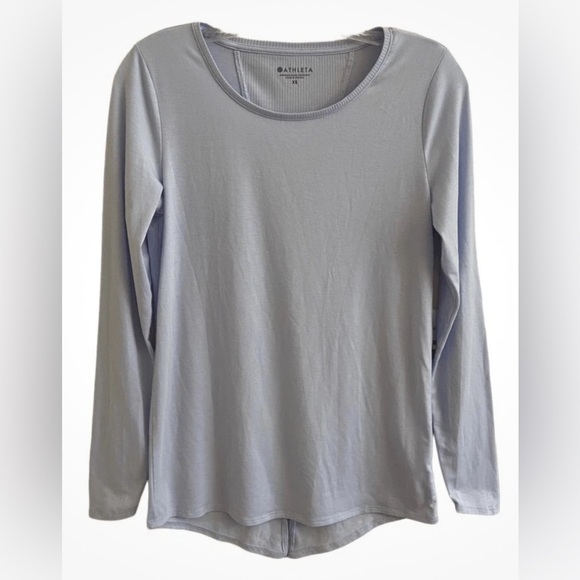 Athleta Size Women's Light Gray Long Sleeve Tee - Picture 1 of 10